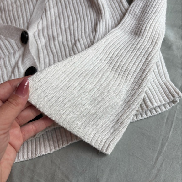 ASOS White Ribbed Sweater with Black Buttons - Picture 2 of 4